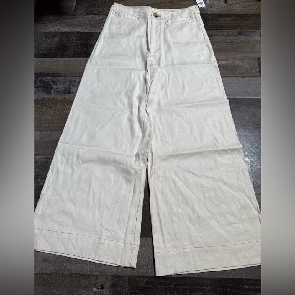 NWT Anthropologie Maeve Ettie Linen White‎ Pant- 30